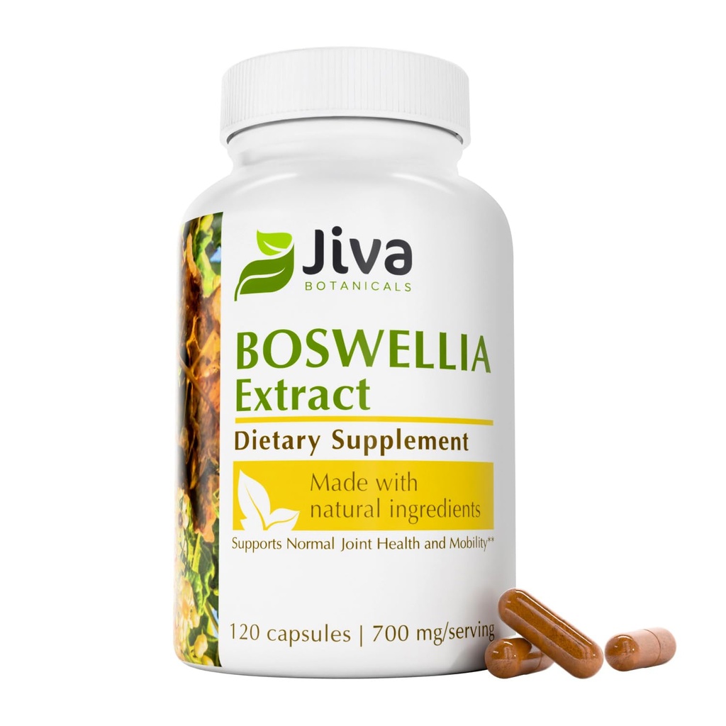 Jiva Botanicals Boswellia Extract Capses 700mg per Serving - Boswellia Serrata Extract Supplement & Black Pepper - Κοινό συμπλήρωμα υποστήριξης για την κανονική κοινή υγεία - 120 κάψουλες (πακέτο του 1)