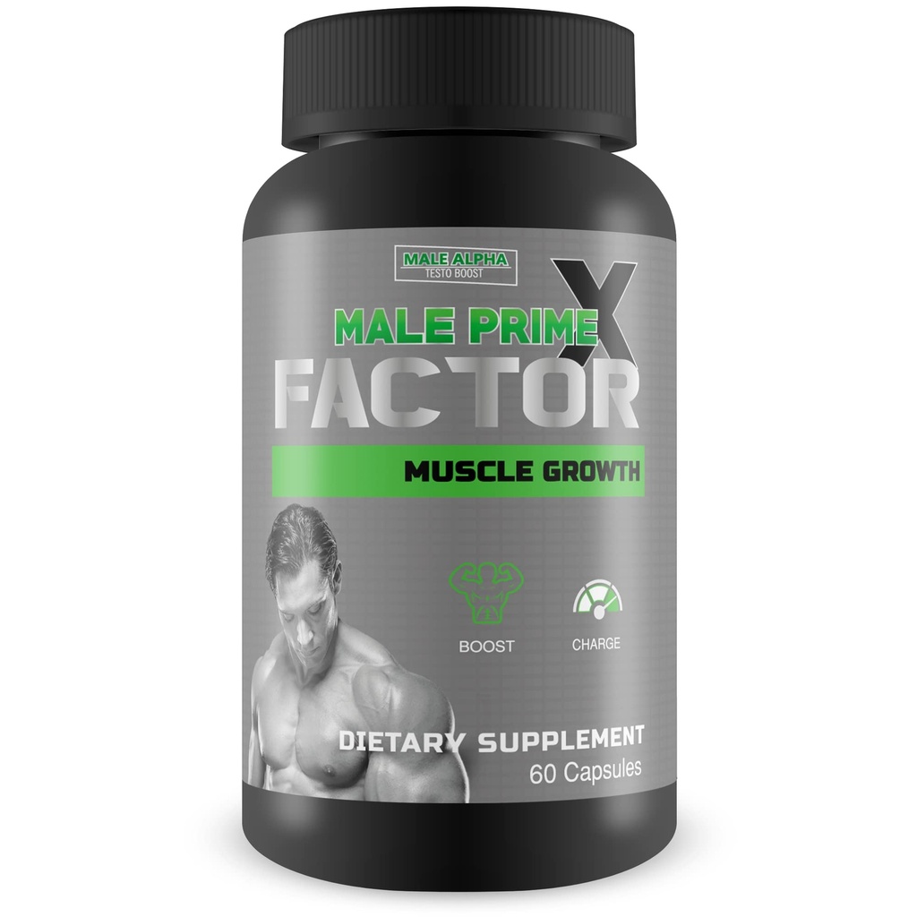 Male Prime X Factor by Male Alpha Testo Boost - Muscle Growth Supplement - Boost Strength & Stamina - Supports Muscle Gain, Muscle Recovery, Muscle Health, Muscle Pump