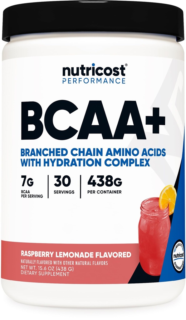 Nutricost BCAA + Hydration Powder (Raspberry Lemonade) 30 Σερβιέτες - Διακλαδισμένη αλυσίδα Αμινοξέα με Hydration Complex - Χωρίς γλουτένη, Μη ΓΤΟ