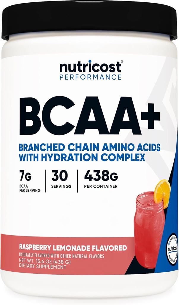 Nutricost BCAA + Hydration Powder (Raspberry Lemonade) 30 Σερβιέτες - Διακλαδισμένη αλυσίδα Αμινοξέα με Hydration Complex - Χωρίς γλουτένη, Μη ΓΤΟ