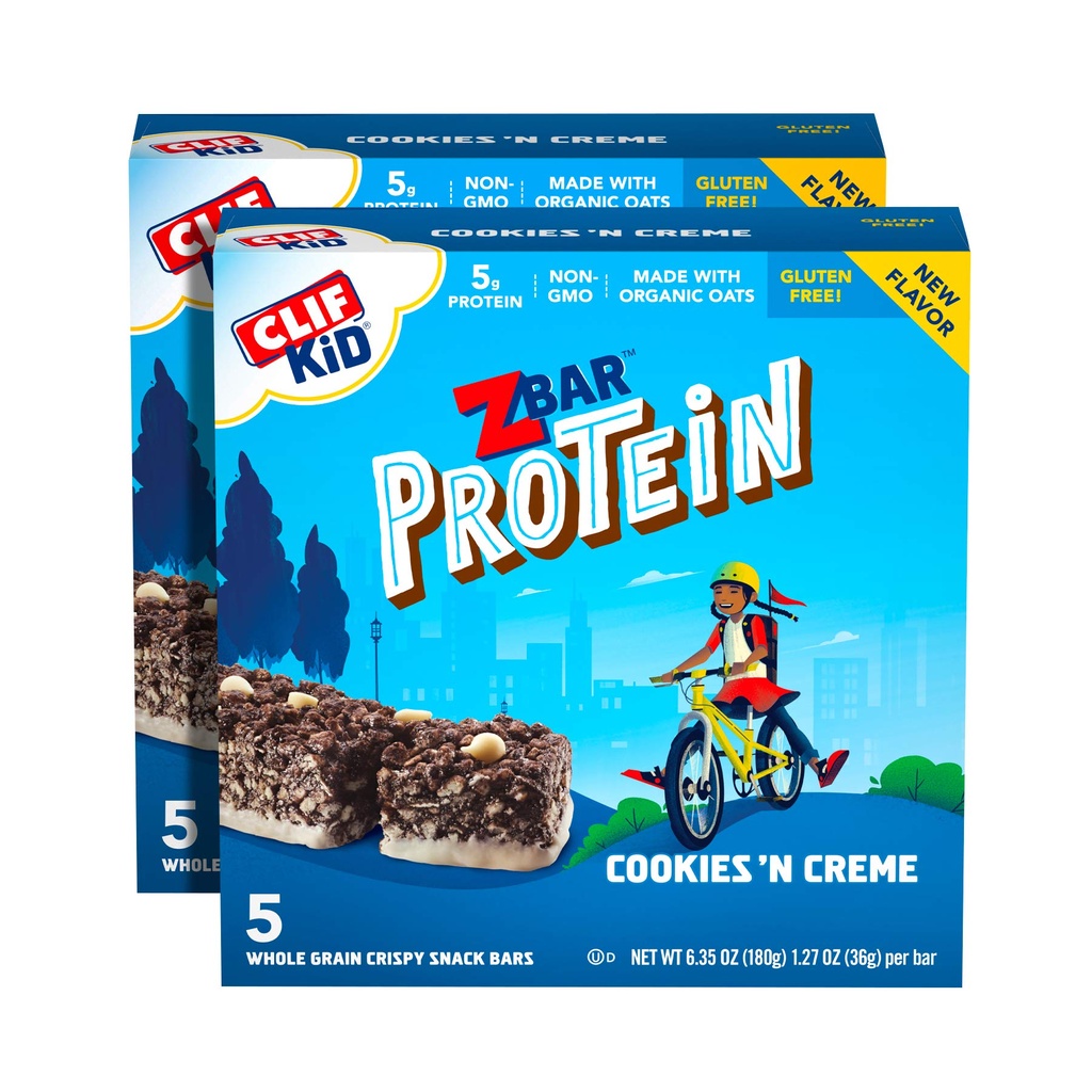 CLIF Bar - Protein Granola Bars - Cookies and Creme Flavor (1.27 Ounce Gluten Free Bars, Lunch Box Snacks, 10 count)