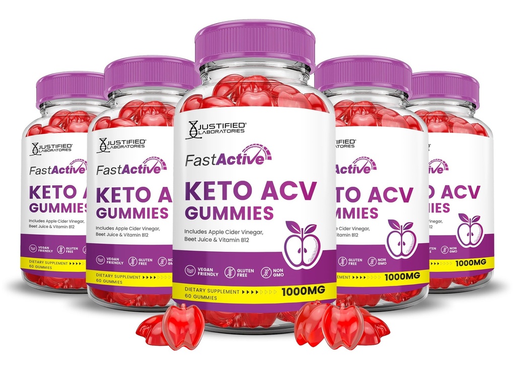 (5 Pack) Fast Active Keto ACV Gummies Advanced Formula 1000MG Fastactive Keto Gummies Apple Cider Vinegar Formulated with Pomegranate Beet Juice Powder B12 Vegan Non GMO 300 Gummys