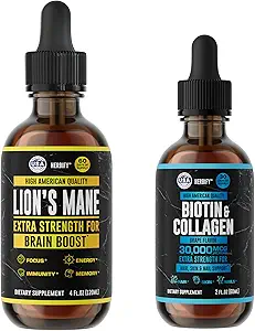 HERBIFY Bundle - Lions Mane Drops & Biotin και Collagen - Υποστήριξη εγκεφάλου, μαλλιών, δέρματος & νυχιών