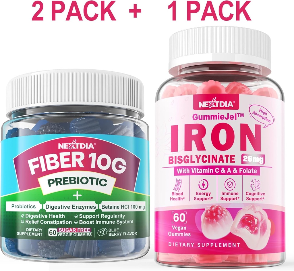 Ίνες Gummies για ενήλικες + Iron Filled Gummies
