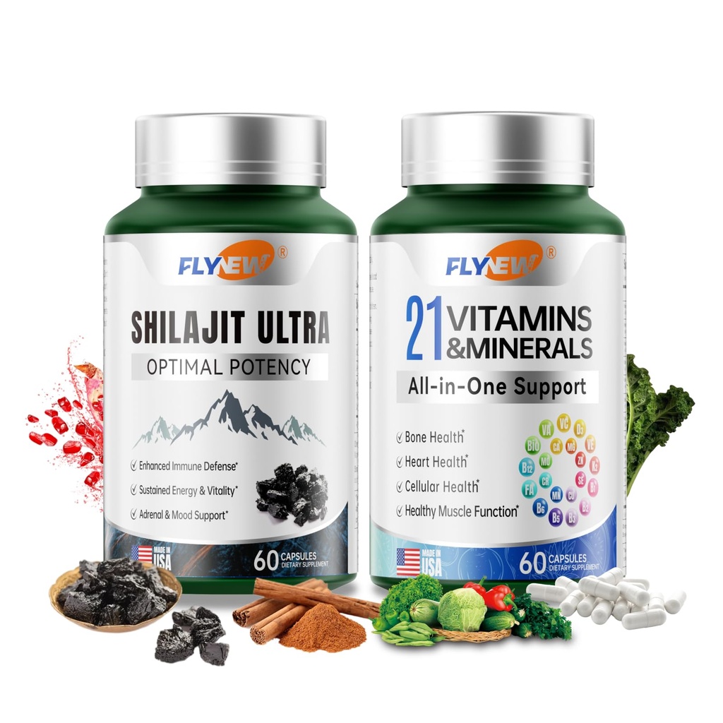 Shilajit for Men Women, Shilajit for Extra Power, Stamina & Immune Support, Multivitamin for Women Men, Womens Multivitamin for Bone, Skin & Immune Health Support, 60 Capsules Per Bottle