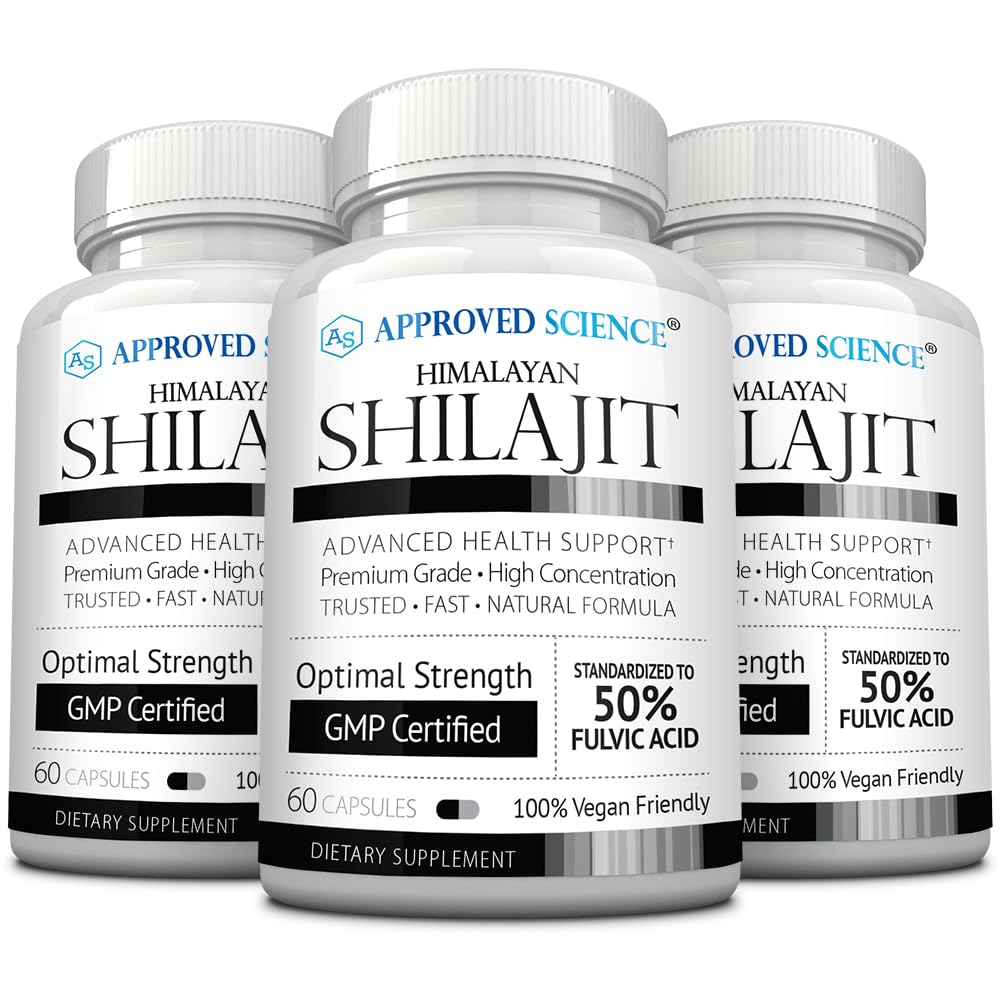 Approved Science Himalayan Shilajit - 1000mg Serving, 50% Fulvic Acid - 30:1 Extract - High-Potency Shilajit Supplement - Third-Party Tested - 180 Vegan Capsules