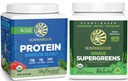 Sunwarrior Organic Greens Probiotic Powder & Plant Based Protein Powder Set | Bundle & Save | Ormus Supergreens Plus Vegan Organic Warrior Blend (15 Servings Protein, 45 Servings Greens)