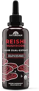 Naturealm Reishi Mushroom Liquid Timcture Supplement – Προάγει την ηρεμία, την ανοσοποιητική υποστήριξη & τη βοήθεια για τον ύπνο, Vegan, μη ΓΤΟ – Οργανικά όργανα φρούτων, 1 μήνας προσφοράς