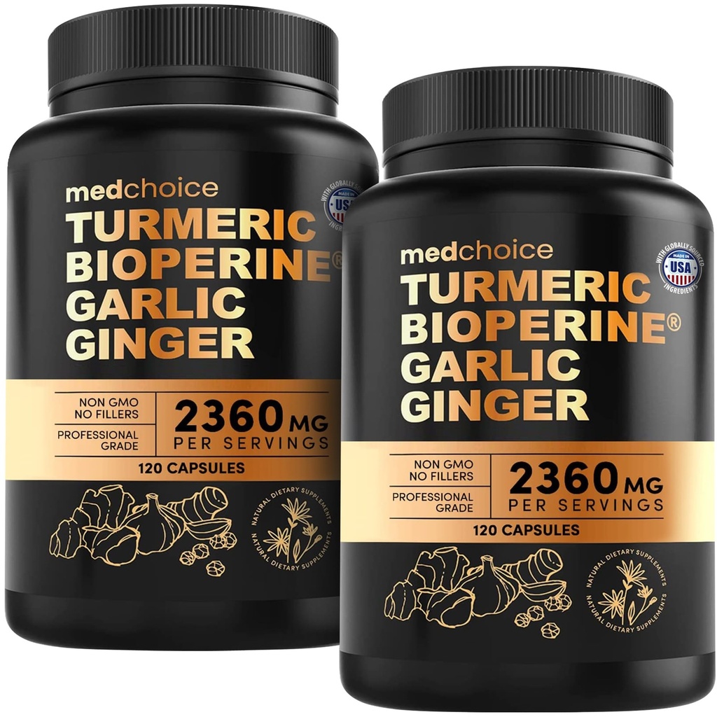 4 σε-1 Turmeric και σκόρδο συμπληρώματα με BioPerine – 2360mg Turmeric Ginger Root Κάψουλες με σκόρδο – Υψηλής ισχύος βοτανική ανάμειξη (120 ct, συσκευασία του 2)