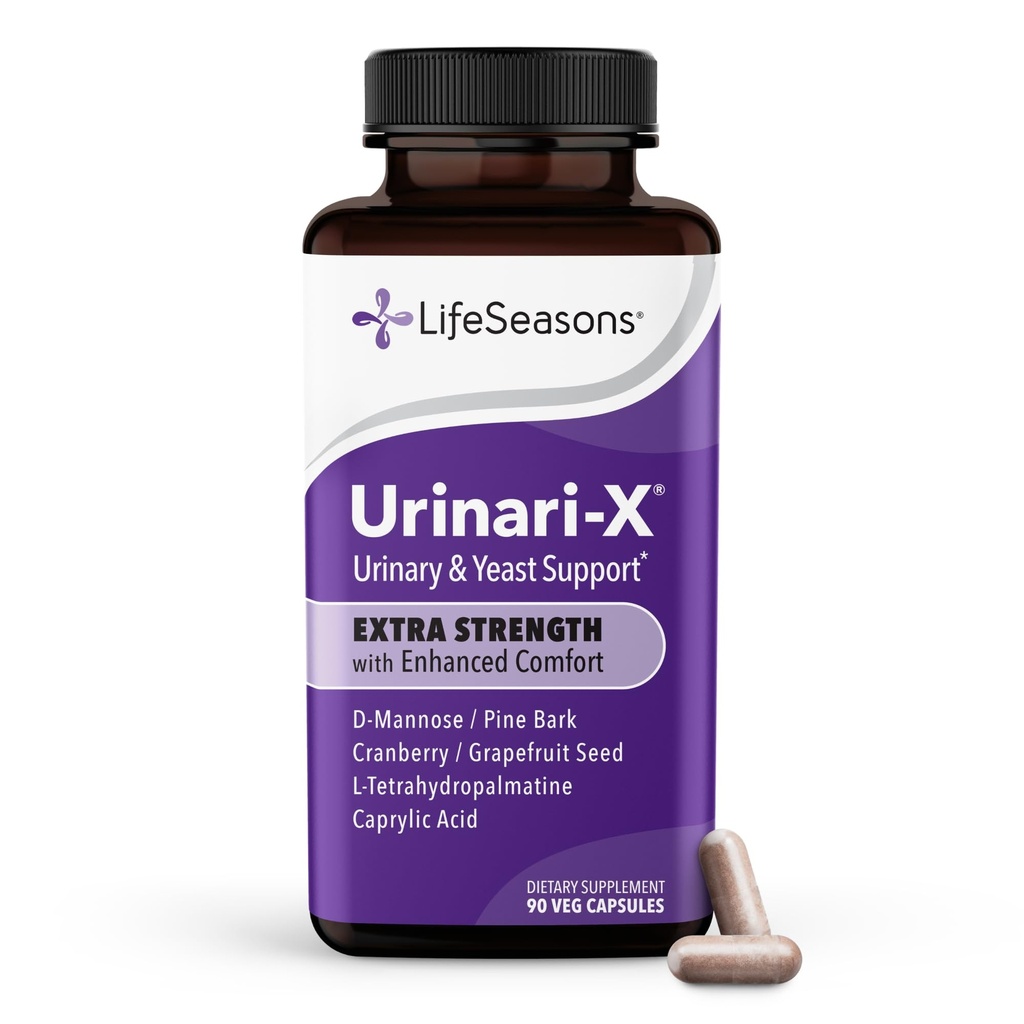 Urinari-X Extra Strength with Enhanced Comfort - Urinary Tract Support - Fast UTI Relief - Συμπλήρωμα βιταμίνης για τη λειτουργία της ουροδόχου κύστης - D- Mannose, Cranberry, Pinebark, Uva Ursi & Grapefruit - 90 κάψουλες