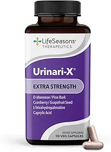 Urinari-X Extra Strength with Enhanced Comfort - Urinary Tract Support - Fast UTI Relief - Συμπλήρωμα βιταμίνης για τη λειτουργία της ουροδόχου κύστης - D- Mannose, Cranberry, Pinebark, Uva Ursi & Grapefruit - 90 κάψουλες