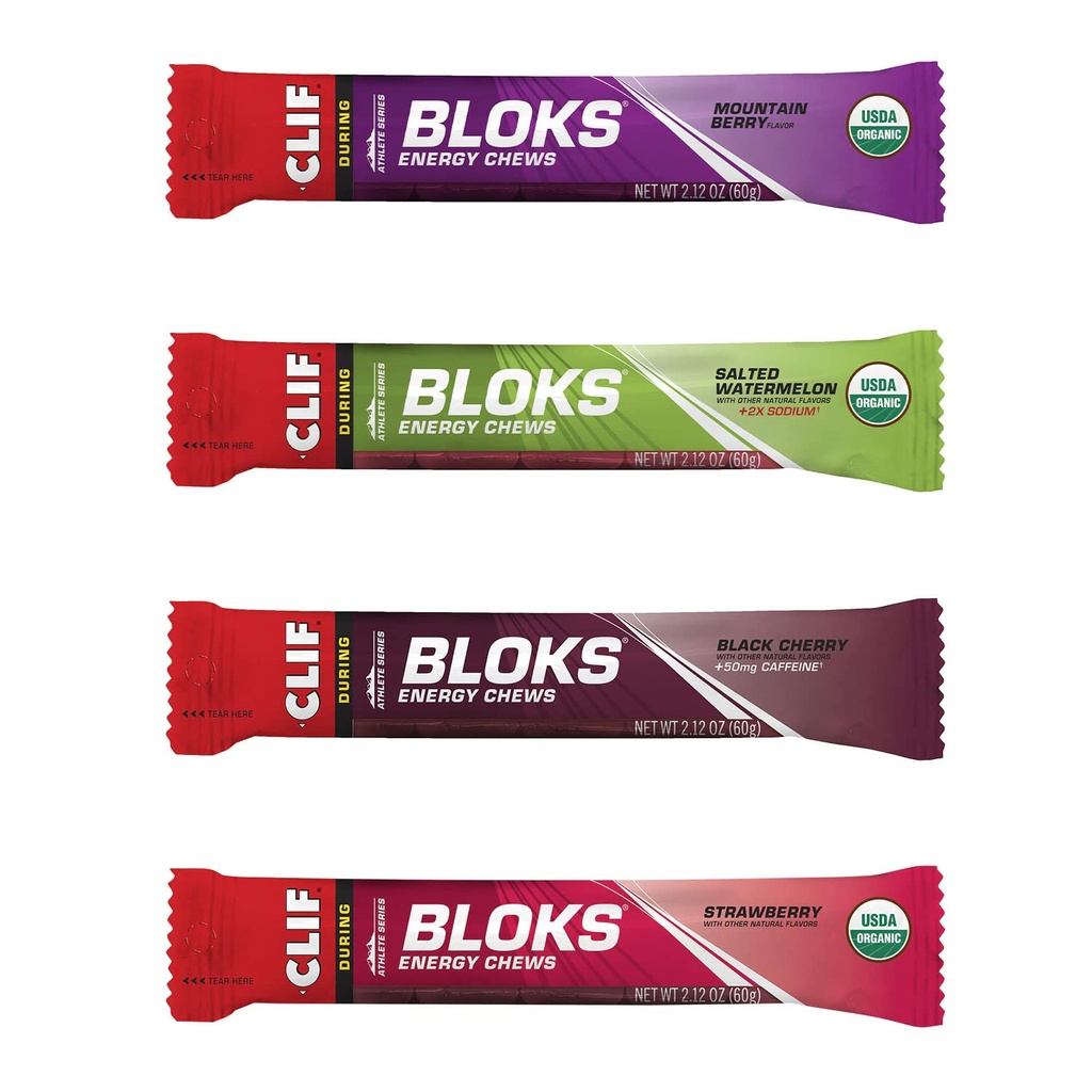 CLIF BLOKS - Ενεργειακά μάσημα - 4 Flavor Variety Pack - Μη-GMO - Φυτική βάση τροφίμων - Γρήγοροι υδατάνθρακες για την ποδηλασία και τη λειτουργία - προπόνηση Snack (2.1 Ounce Packet, 12 Count)