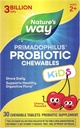Nature's Way Primadophilus Probiotic Chewables for Kids, Supports Healthy Digestive Flora*, for Kids Ηλικίες 2+, 3 Billion CFU, 30 Cherry Flavored Chewables (Packaging May Vary)