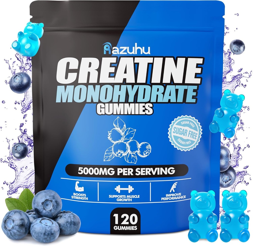 Προ προπόνηση hcl κρεατίνη μονοϋδρική Gummies, 120 Μπλε μάσημα για άνδρες (Blueberry), κρεατίνη hcl Συμπλήρωμα ενέργειας για τις γυναίκες, ορό γάλακτος πρωτεΐνη Isolate Ζωτική πηγή Feminine Gummies