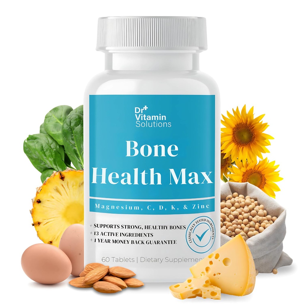DR VITAMIN ΛΥΣΕΙΣ Οστών Υγεία Max - Advanced Calcium & Magnesium συμπλήρωμα με βιταμίνη D3, Bromelain & Ipriflavone - 60 δισκία για ισχυρότερη οστά & κοινή υποστήριξη