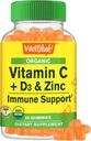 WellYeah Organic Vitamin C + D3 + Zinc Gummies - Immune Boosting, Antioxidant-Rich, and Bone Health Supporting, USDA Organic, Vegan, and Non-GMO - Gluten-Free, Nut-Free Gummy - 60 Count