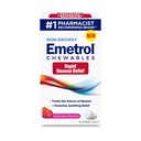 Emetrol Non-Drowsy Nausea Relief - Μασώμενη Ιατρική για Αναστατωμένο Στομάχι - Pharmacist Προτεινόμενη Ναυτία Ανακούφιση - Μεικτό Berry Γεύση, 60 δισκία