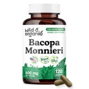 Wild & Organic Bacopa Monnieri Capsules 600 mg - Brain Support - Natural Bacopa Supplements - Brahmi Capsules - 120 Days of Supply - Vegan, No Fillers, Non-GMO - 120 Count