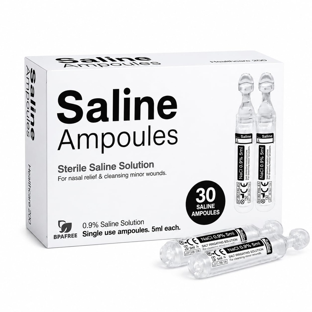 Saline Solution, 0.9% Sodium Chloride, 30 Single-Use 5ml Tubes