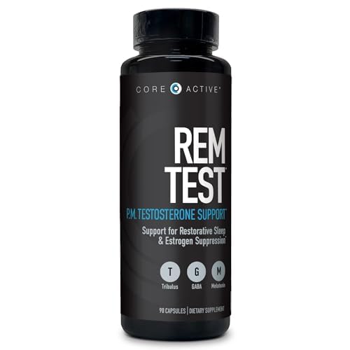 (CORE)ACTIVE REM Test Booster - PM Testosterone Support, Melatonin for Sleep, Natural Testosterone Boost & Estrogen Suppression for Restful Sleep and Enhanced Recovery - 90 Capsules