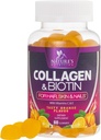 Κολλαγόνο Gummies με 2500mcg Βιοτίνη, Βιταμίνη C & Ψευδάργυρο - Υδρολυμένο Κολλαγόνο Peptide Τύπου 1 & 3 συμπλήρωμα - Advanced Hair, Skin & Nail Growth Support for Women & Men, Gluten Free, Non-GMO - 60 Count
