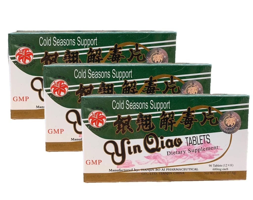New Green Nutrition Yin Qiao, Yin Chiao Chieh Tu Pien, Extra Strength 600MG (96 Tablets) - 3 Bottles