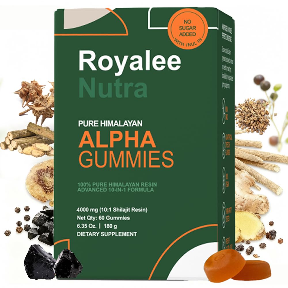 10-in-1 Alpha Gummies for Men – 4000 mg Himalayan Shilajit with Tongkat Ali & Maca – 75% Fulvic Acid, Sugar-Free Vegan Energy and Vitality Support, 85+ Trace Minerals, 60 Count