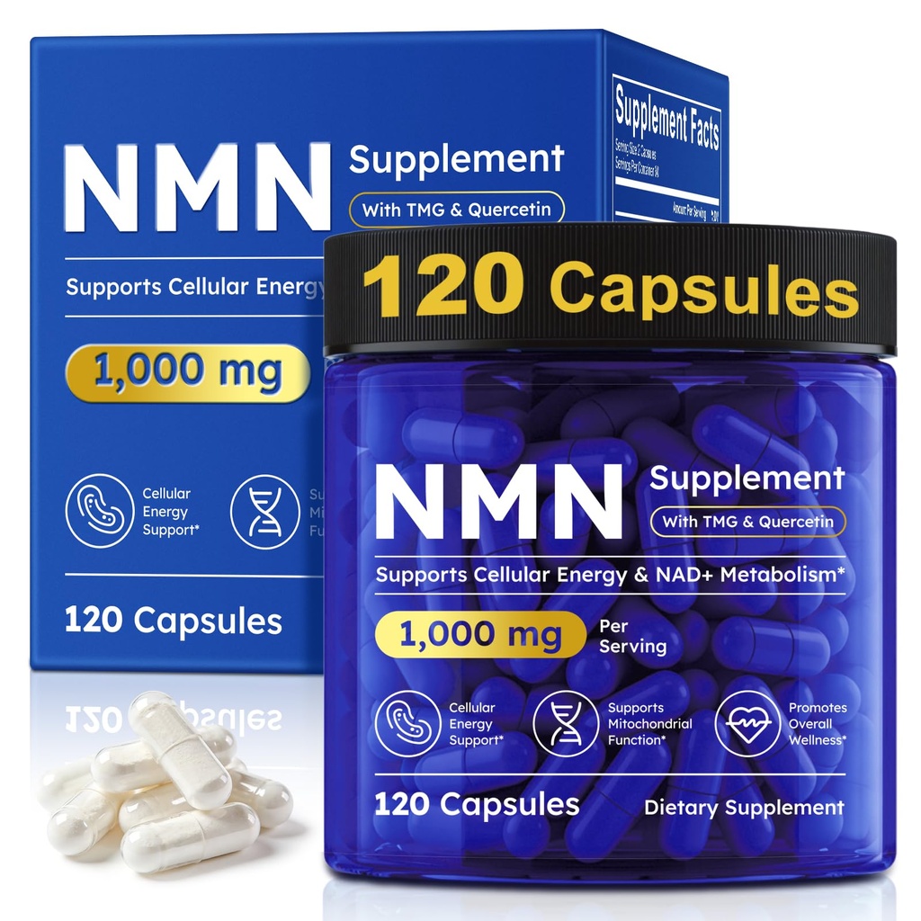 NMN Supplement, NMN Complex- 120 Veggie Capsules | High Purity NAD+ Precursor with TMG, Resveratrol & Quercetin | Supports Cellular Energy, Aging Wellness & Metabolism | 60-Day Supply