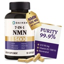DAIKEN NMN 15000 Advanced Formula, 500mg β-Nicotinamide Mononucleotide with Niacinamide, CoQ10 & Resveratrol, Non-GMO - 90 Veggie Capsules (90 Count (Pack of 1))