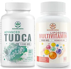 TUDCA Supplements 1100mg and Liposomal 33-in-1 Multivitamin Supplement, High Bioavailability Supplement,Comprehensive Support for Health (Pack of 2)