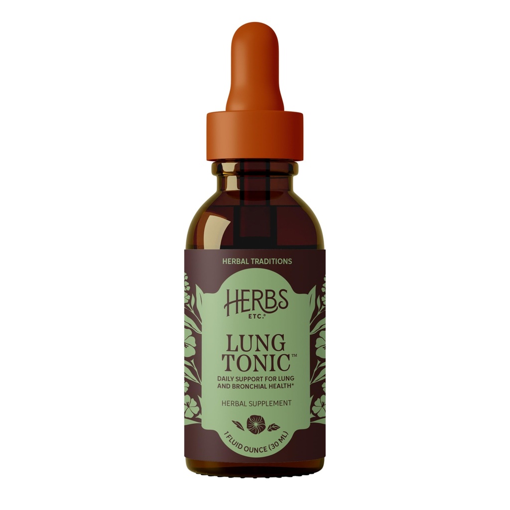 Herbs Etc. Lung Tonic Classic Liquid Extract - Plant-Based Herbal Supplement for Clear Breathing & Overall Respiratory Health - Mullein Leaf, Horehound Herb & Grindelia - 1 fl oz (40 Servings)