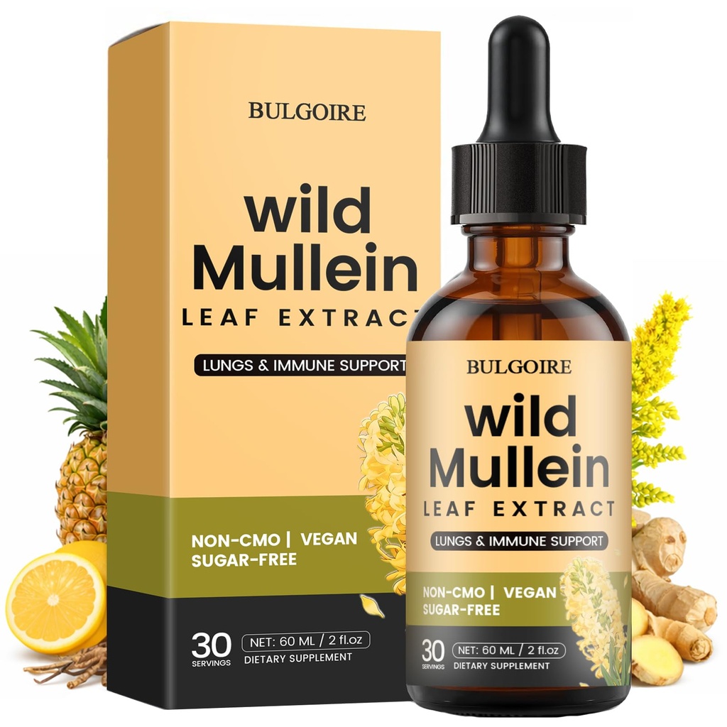 Wild Mullein Drops for Lungs, Organic Liquid Wild Mullein Leaf Extract Drops for Women & Men, 60ml (Pack of 1)