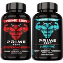 Prime Labs Prime Test Testosterone Booster + L Arginine Nitric Oxide Capsules - 60 Count Each