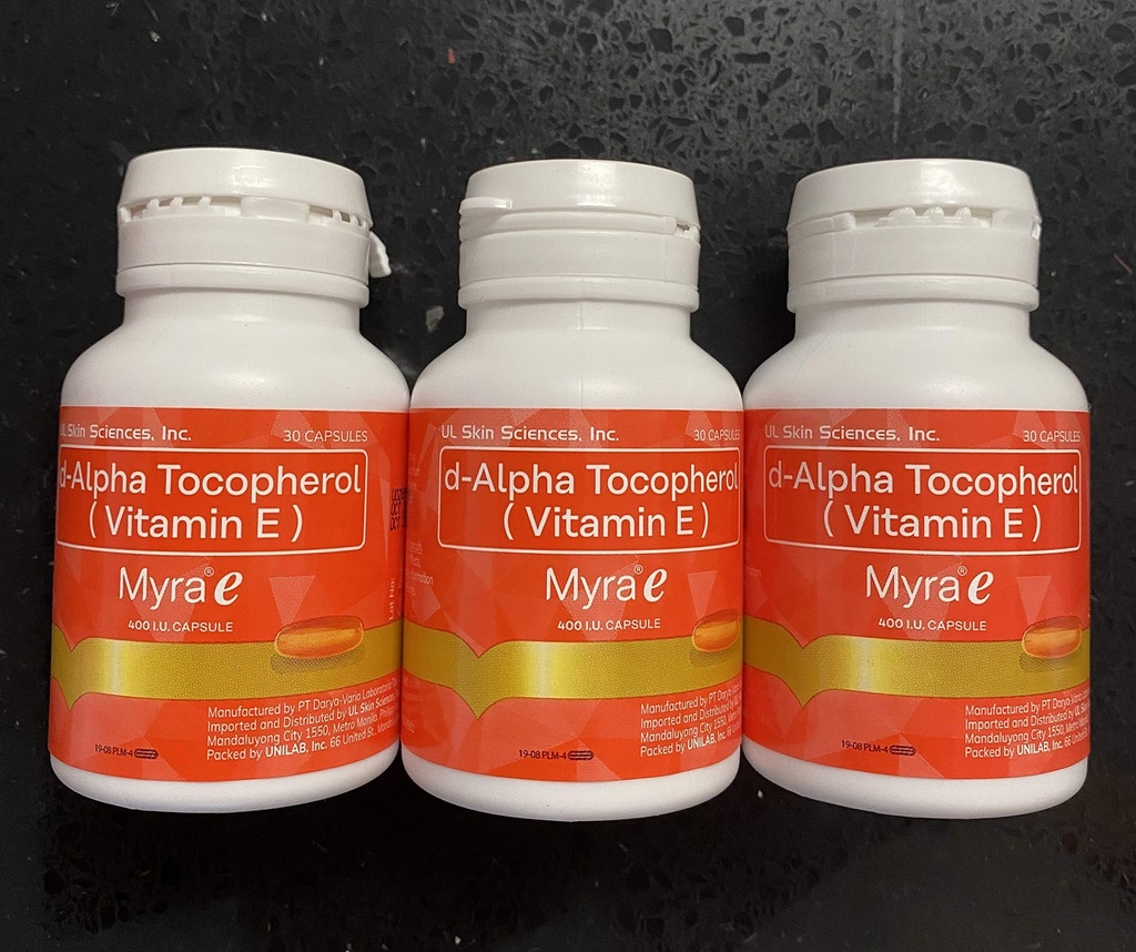 90 Capsules Myra E 400 IU Vitamin E d-Alpha Tocopherol