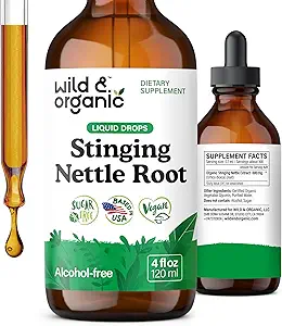 Wild & Organic Stinging Nettle Tincture - Stinging Nettle Root Extract Drops for Men & Women - Liquid Urtica Dioica Supplement - Vegan, Sugar & Alcohol-Free - 4 fl oz