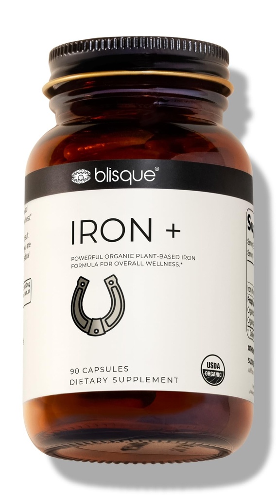 Blisque - Organic Plant-Based Iron Formula for Blood Health, Immune Support, and Energy | from Organic Curry Leaf Extract | 90 Capsules