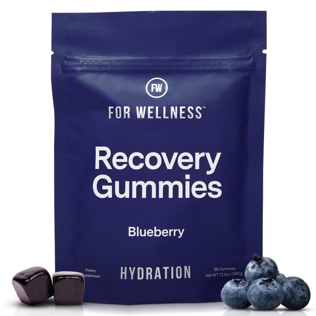 Electrolyte Recovery Gummies - Blueberry Flavor Hydration Gummies with VitaBlue - Blueberries & Electrolytes - Exercise Recovery, Energy Boost, Replenishment & Antioxidants Non-GMO, Vegan, 90ct