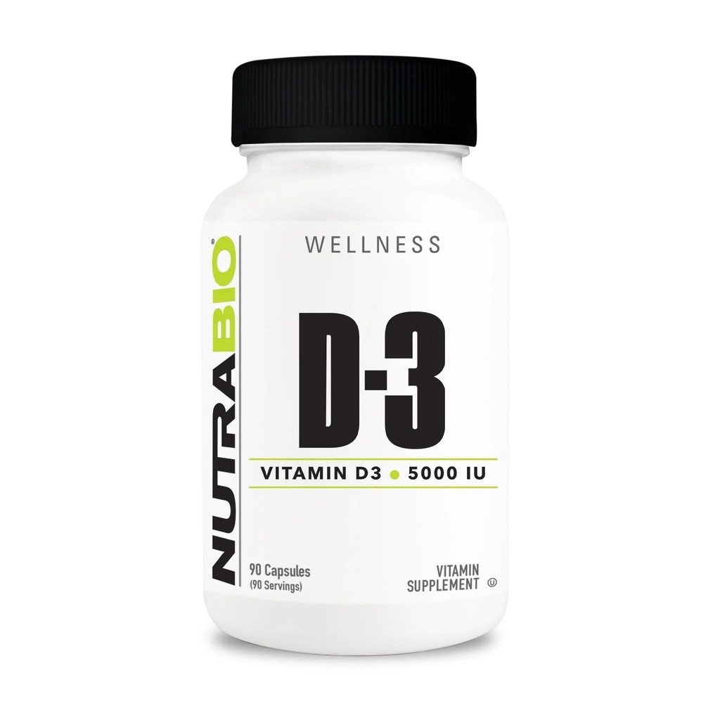 NutraBio Vitamin D (5000 IU), ανοσοποιητική υποστήριξη - 90 κάψουλες λαχανικών