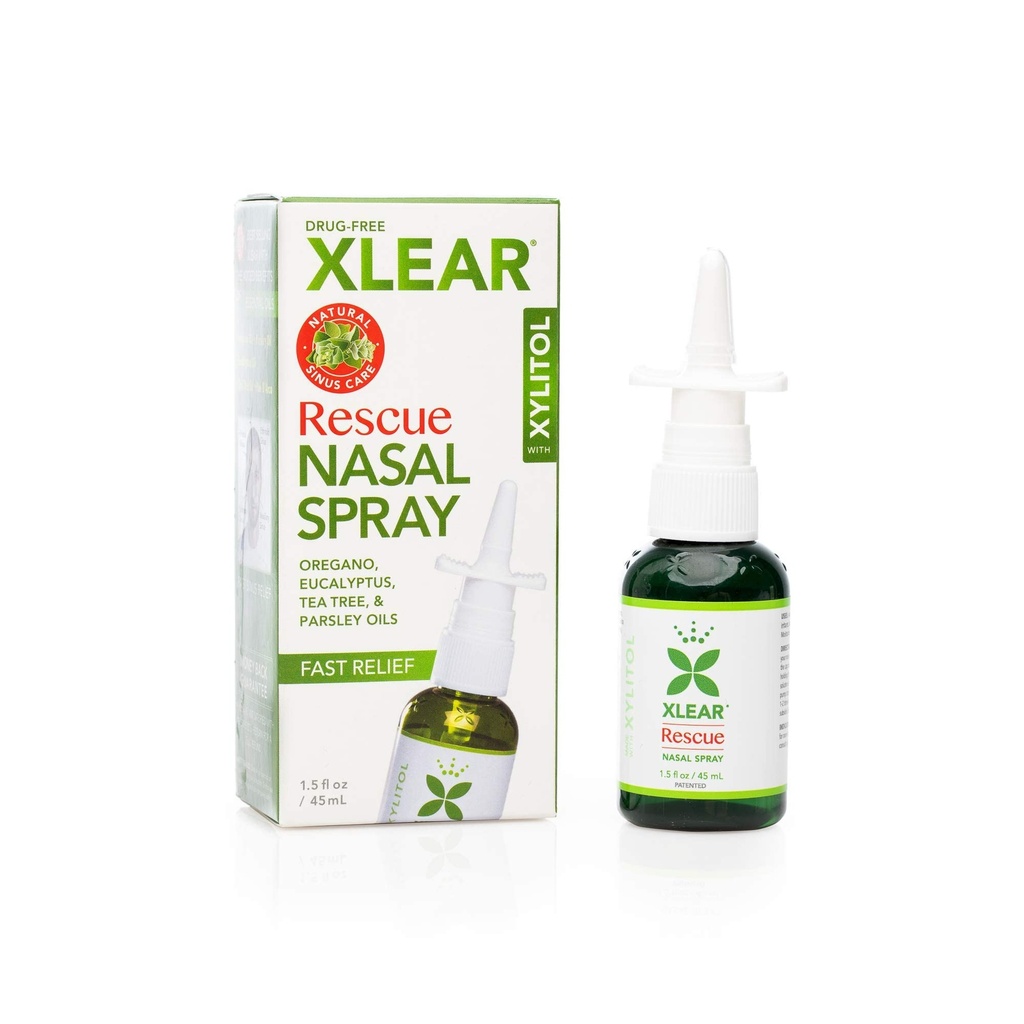 Xlear Rescue Natural Nasal Spray with Xylitol, Oregano and Tea Tree, 1.5 fl oz (Pack of 2)