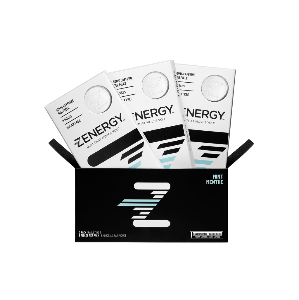 ZENERGY Energy Gum - Mint Flavor 50mg καφεΐνη + 35% B6 και 45% B12 Βιταμίνη 