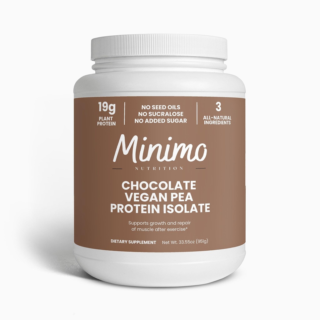 Vegan Pea Protein Isolate Powder, Chocolate, Only 3 Ingredients, 19g of Pea Protein Isolate, No Seed Oils, No Added Sugar, No Sucralose, 2.09 lbs