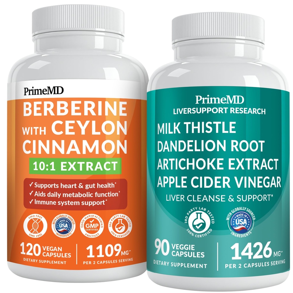 PrimeMD 21-in-1 Berberine Supplement with Ceylon Cinnamon, Chromium, Bitter Melon and Green Tea Extract (120 ct)