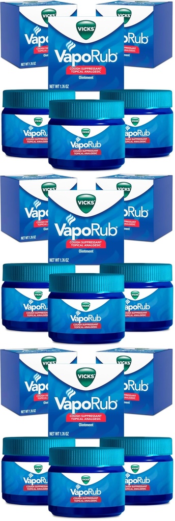 Vicks VapoRub, Original, Cough Suppressant, Topical Chest Rub & Analgesic Ointment, Medicated Vapors, Relief from Cough Due to Cold, Aches & Pains, 1.76oz Each (Pack of 9)