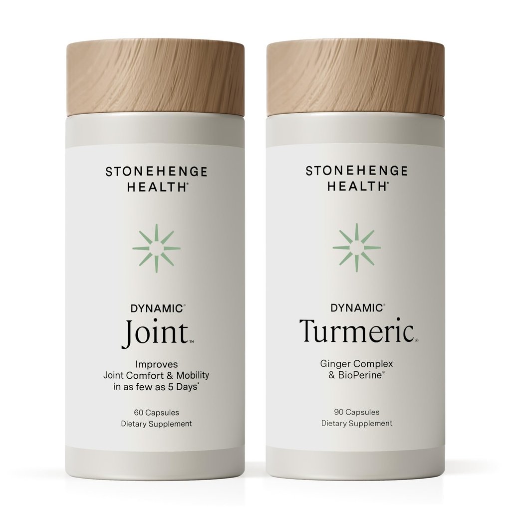Stonehenge Health Dynamic Joint + Dynamic Turmeric Bundle Supplements Supports Comfort, Mobility, Flexibility