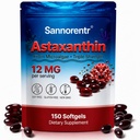 Astaxanthin 12MG High Potency Ingredients, 150 Softgels, Antioxidant Supplement from Fresh Microalgae with Sunflower Oil for Absorption, Non-GMO