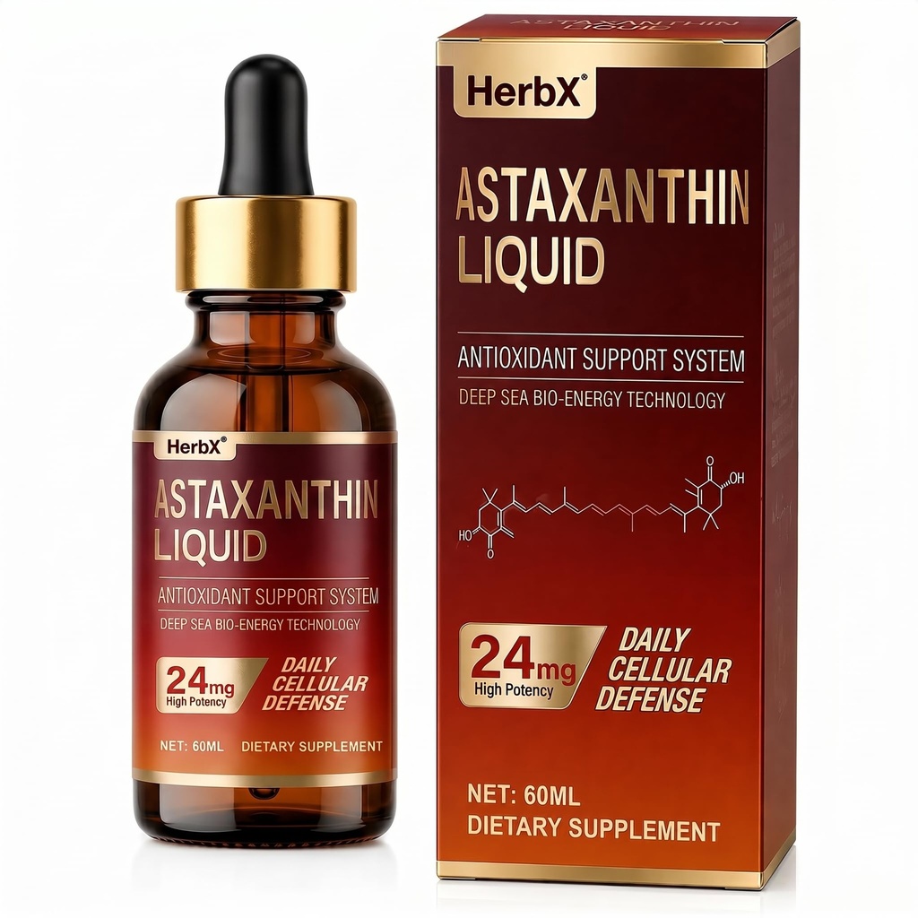 Natural Astaxanthin 24mg Liquid Antioxidant Support - Non-GMO & Vegan - 2 fl oz (60ml)