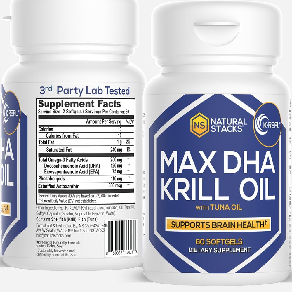 Συμπλήρωμα λαδιού κριλ Ανταρκτικής - DHA EPA Omega 3 συμπλήρωμα με αντιοξειδωτική ασταξανθίνη - Omega 3 ιχθυέλαιο για την υποστήριξη του εγκεφάλου, της καρδιάς και της κοινής υγείας - 60 Krll Oil SoftGels