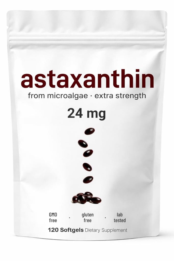 MadeRight & Co. Astaxanthin 24mg with MCT Oil, 120 Softgels, 4 Month Supply | Max Strength Astaxanthin Antioxidant Supplements | Fresh Microalgae Source | Non-GMO, Gluten Free, No Soy