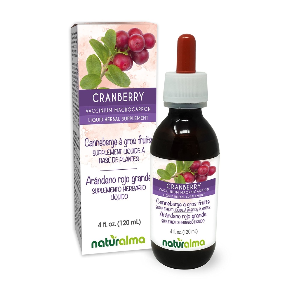 Naturalma Cranberry (Vaccinium macrocarpon ή Oxycoccus macrocarpos) Καρποί χωρίς αλκοόλη - 4 fl oz Liquid Extract in Drops - φυτικό συμπλήρωμα - Vegan