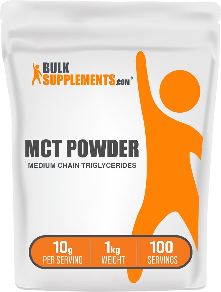 BulkSupplements.com MCT Powder - Medium Chain Triglycerides, MCT Oil Powder - Energy Supplement, Gluten Free, 10g per Serving, 1kg (2.2 lbs) (Pack of 1)